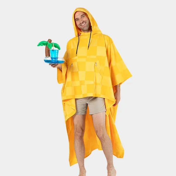 Big Blanket Factory Sale: Big Beachy™ Poncho — Outdoor sand-resistant in Golden Checkered