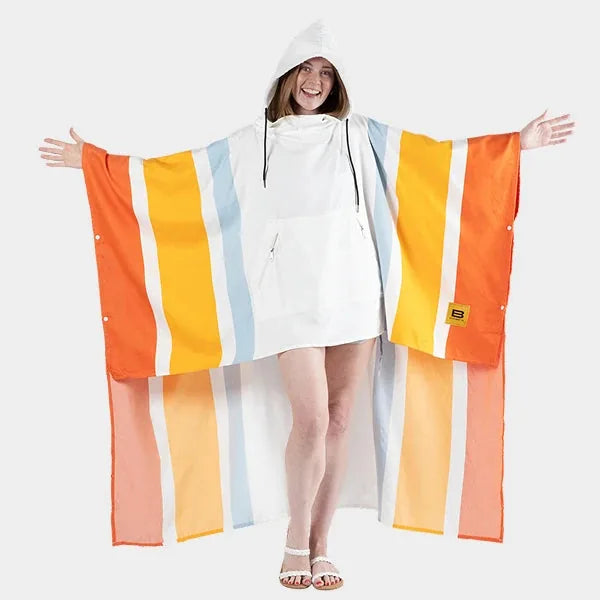 Big Blanket Factory Sale: Big Beachy™ Poncho — Outdoor sand-resistant in Sunrise Stripes