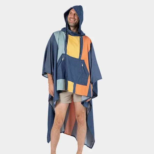 Big Blanket Factory Sale: Big Beachy™ Poncho — Outdoor sand-resistant in Sunset Stripes