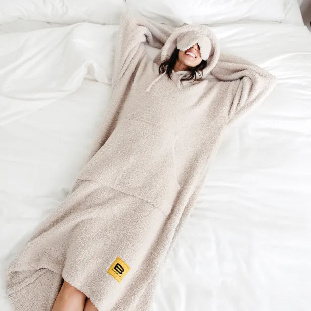 Plush blanket hoodie soft and warm blanket hooded robe spa bathrobe sweatshirt fleece pullover blanket hotsell