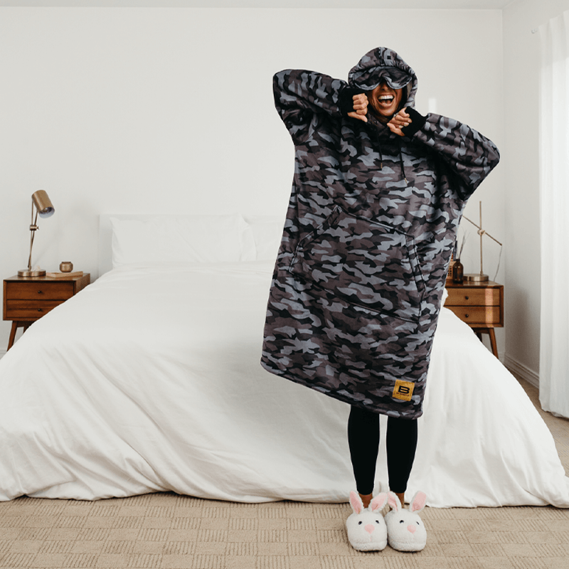 The Comfy 1/4-Zip Sherpa Teddy Bear Wearable Blanket 