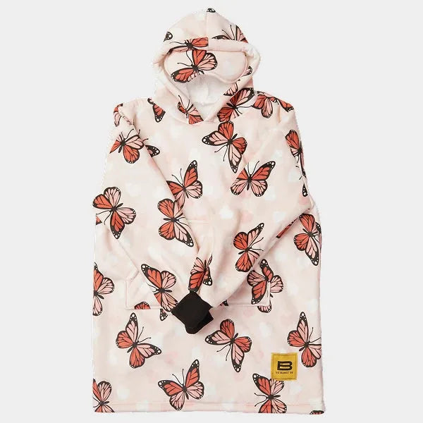 Big Blanket Hideout Hoodie™ Kids — Sherpa-lined fleece in Butterflies