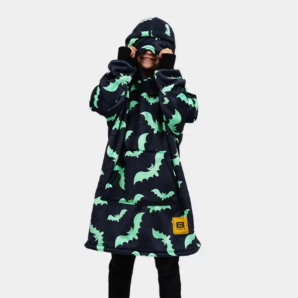 Big Blanket Hideout Hoodie™ Kids — Neon Bats
