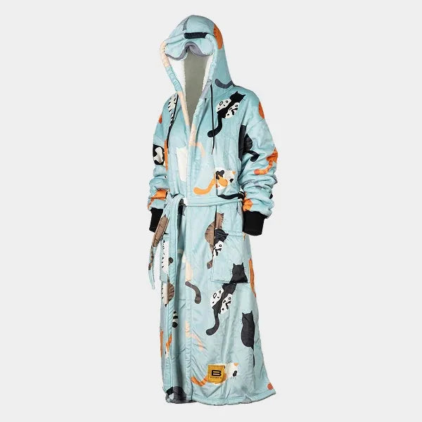 Big Blanket Hideout Robe™ — Sherpa-lined fleece in Cats