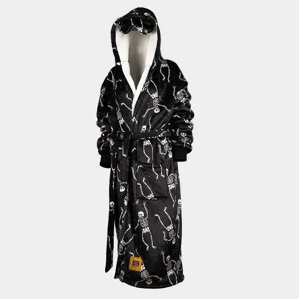 Big Blanket Hideout Robe™ — Sherpa-lined fleece in Skeletons