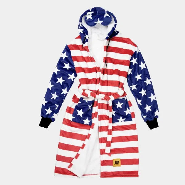 Big Blanket Hideout Robe™ — Sherpa-lined fleece in Stars & Stripes