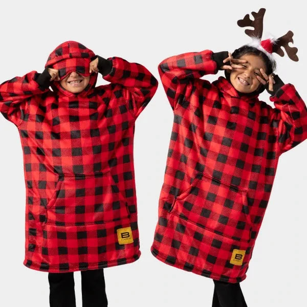 Big Blanket Hideout Hoodie™ Kids — Red Plaid