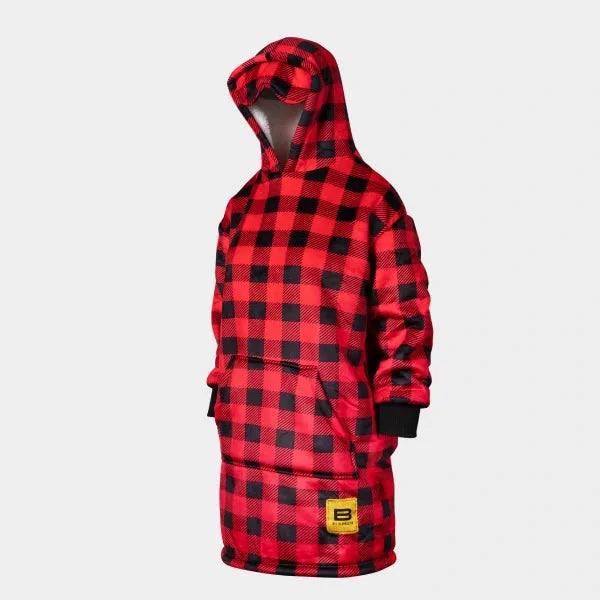 Big Blanket Hideout Hoodie™ Kids — Red Plaid