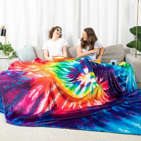Big Blanket Original Stretch™ Blanket — 4-way stretch knit in Bright Tie Dye