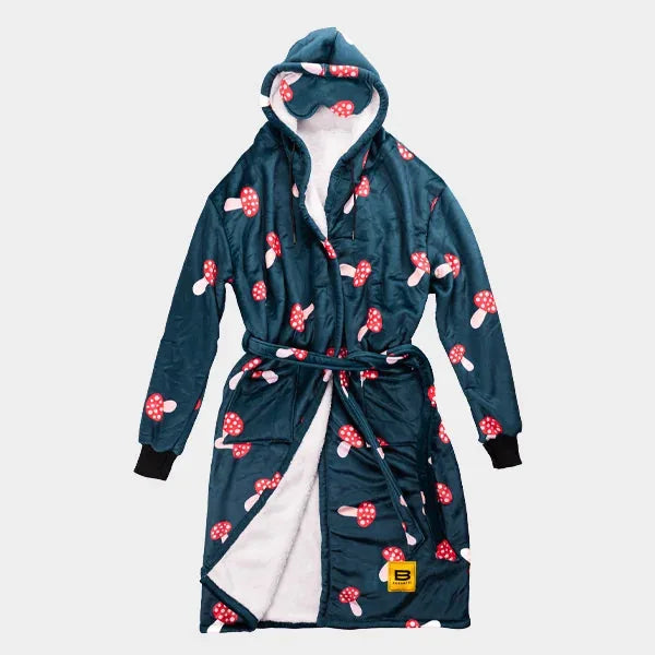Big Blanket Hideout Robe™ — Sherpa-lined fleece in Mushrooms