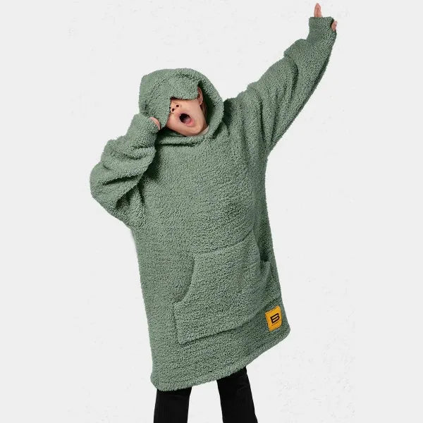 Big Blanket Premier Plush Kids Hoodie — Moss