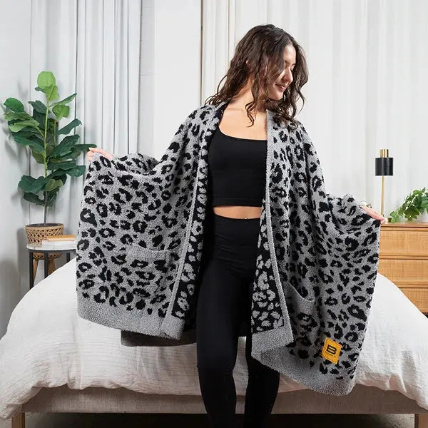 Big Blanket Premier Plush™ Wrap in Black Leopard