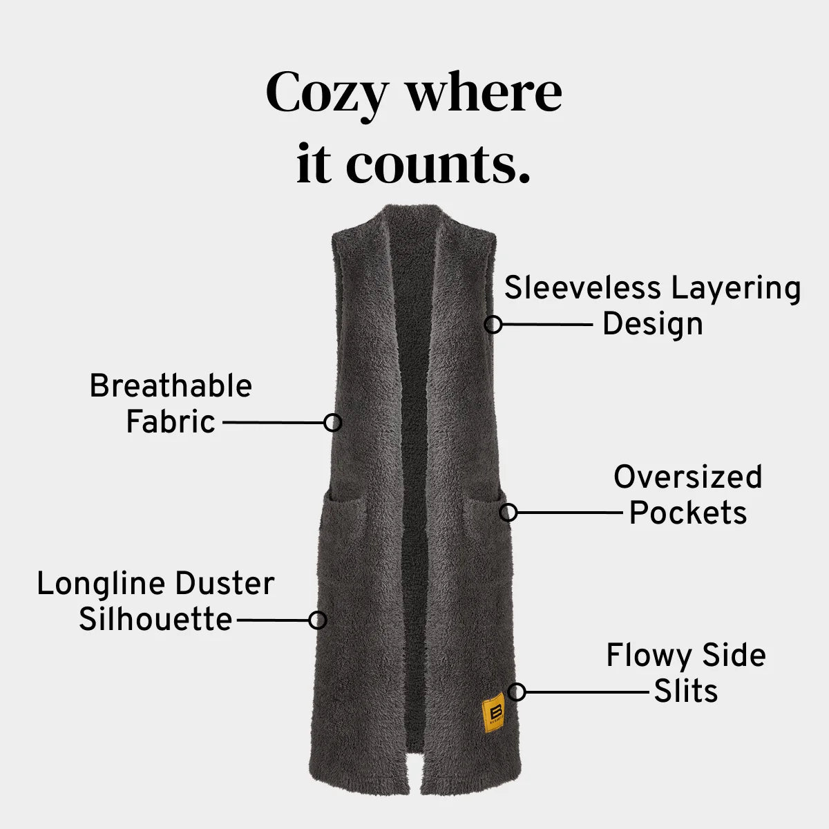 Premier Plush™ Vest in Charcoal