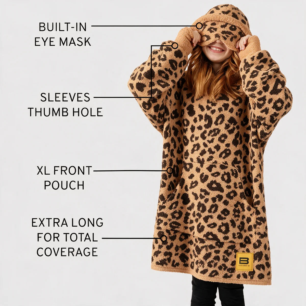 Premier Plush Hoodie Kids Classic Leopard