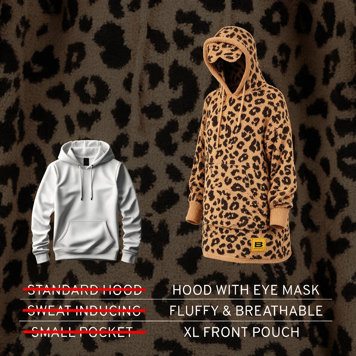 Premier Plush Hoodie Kids Classic Leopard