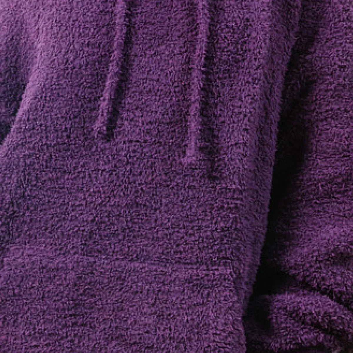 Deep purple oversized blanket hoodie with soft plush texture and draped folds