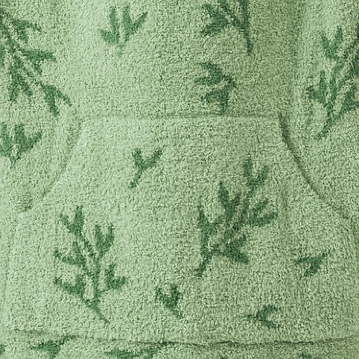 Sage green oversized hoodie blanket with fern leaf pattern, attached hood with eye mask, XL front pouch, fluffy textured fabric