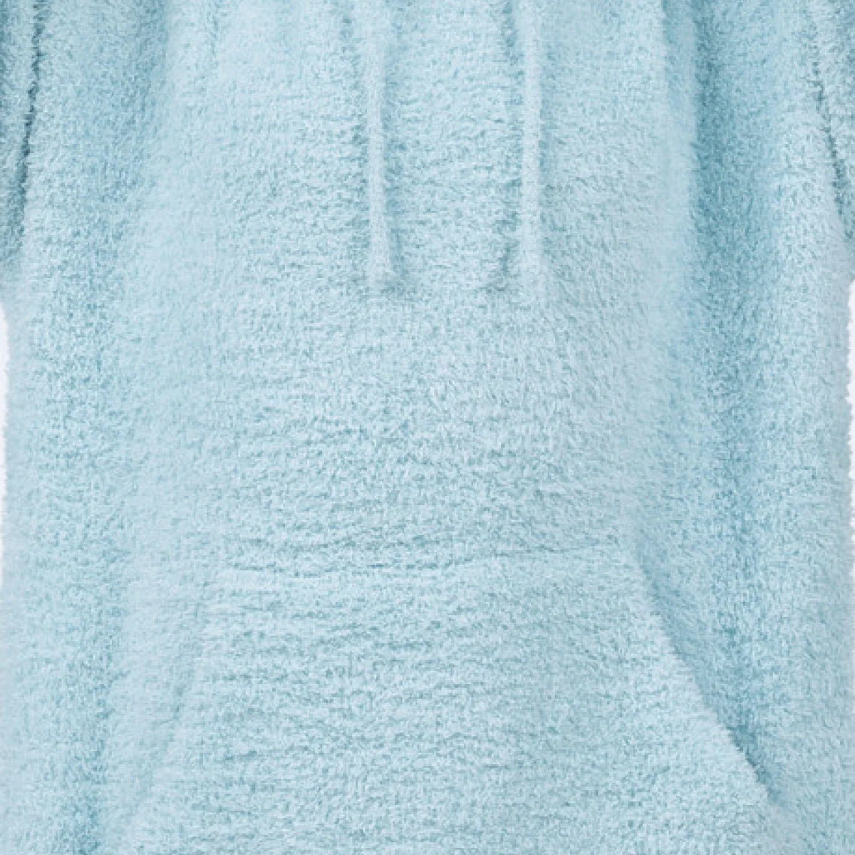 Soft light blue oversized blanket with plush texture and vertical pleats draped to show fabric detail