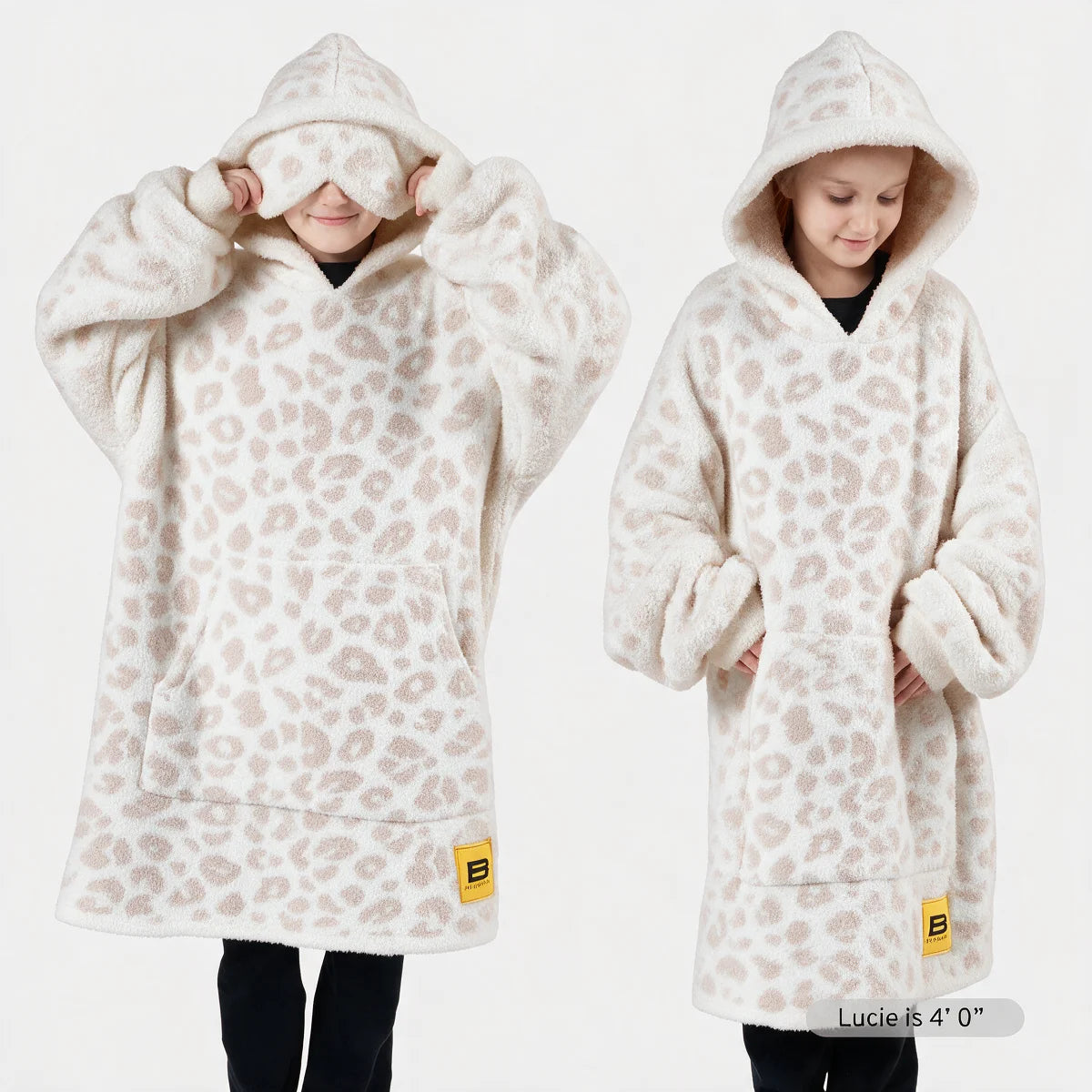 Premier Plush Hoodie Kids Snow Leopard