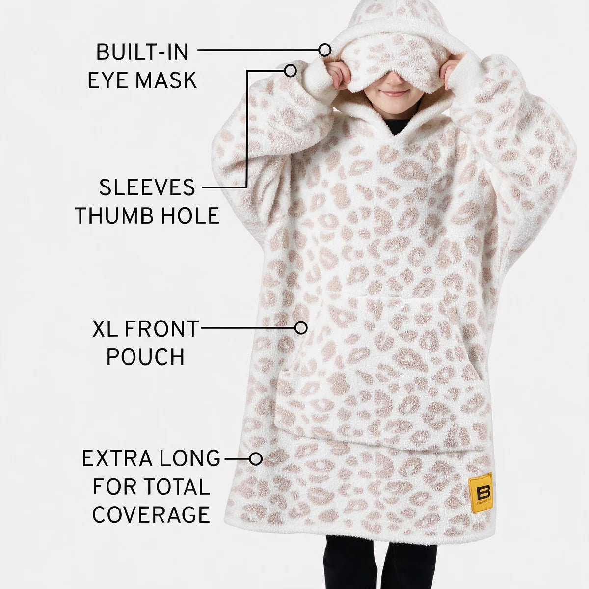 Premier Plush Hoodie Kids Snow Leopard
