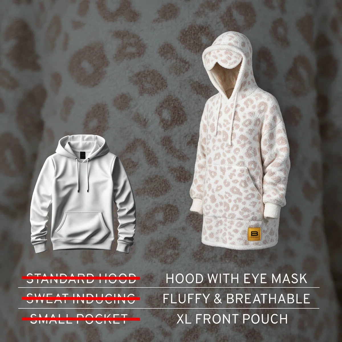 Premier Plush Hoodie Kids Snow Leopard