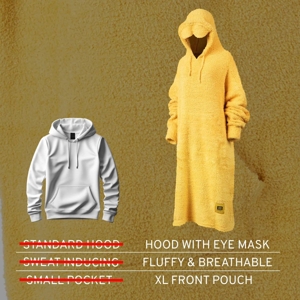 Sunflower Premier Plush™ Hoodie with eye mask hood, fluffy breathable fabric, and XL front pouch