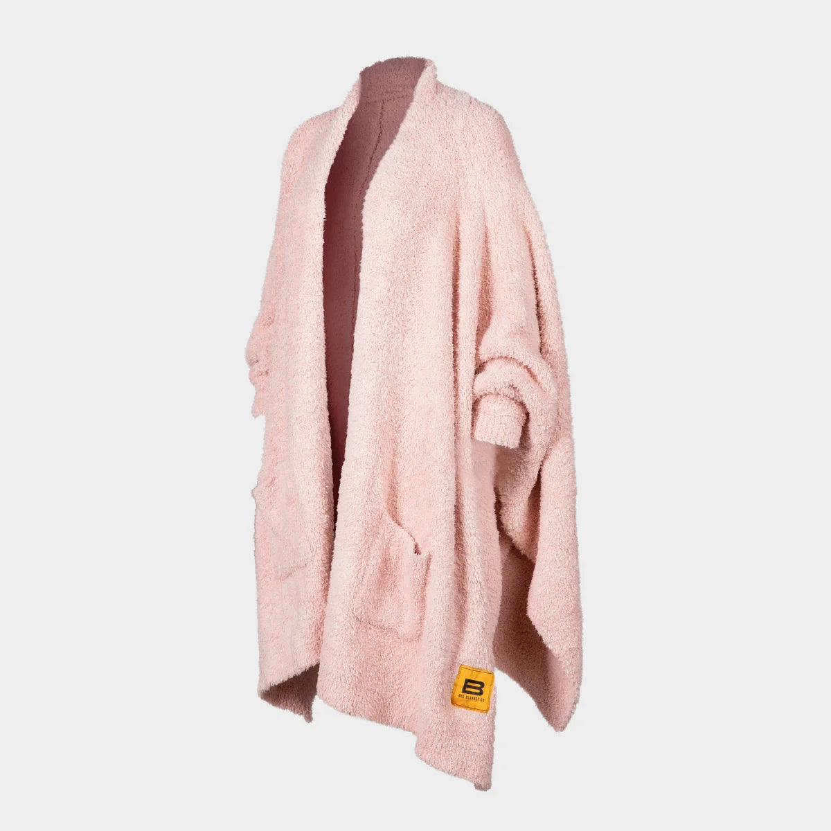 Blush Premier Plush oversized wrap blanket draped on form showing soft texture and burgundy reverse side