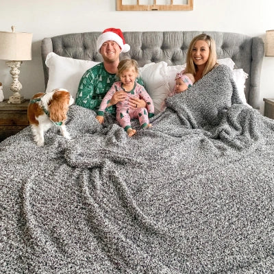 Big fluffy grey blanket sale