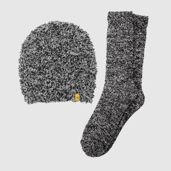 Big Blanket Beanie & Sock Set — Knit in Black Heather