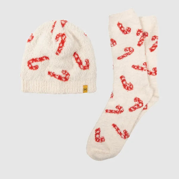 Big Blanket Beanie & Sock Set — Knit in Candy Canes