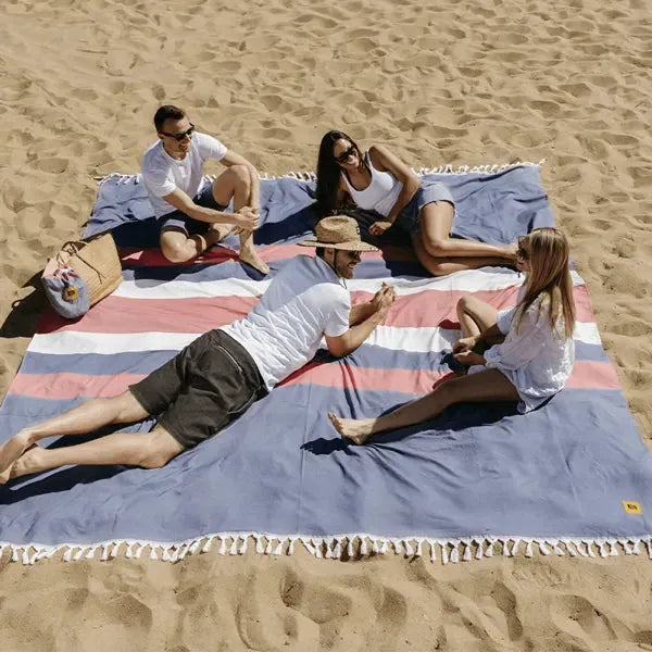 Big Blanket Big Beachy™ Blanket — Outdoor sand-resistant in Blue Stripes