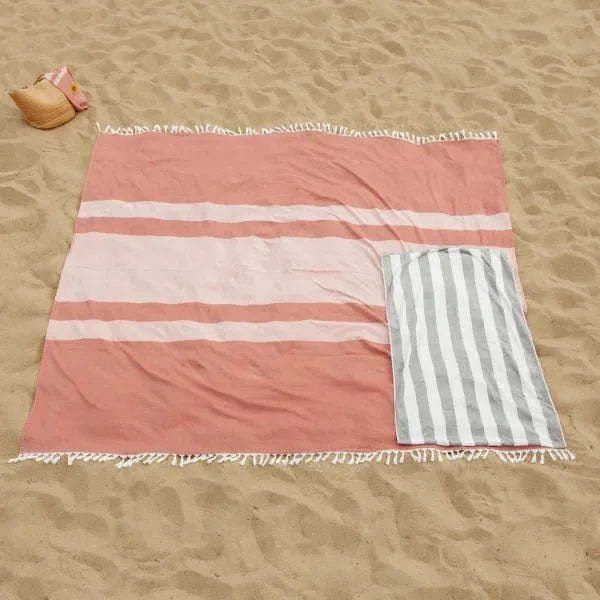 Big Blanket Big Beachy™ Blanket — Outdoor sand-resistant in Watermelon Stripes
