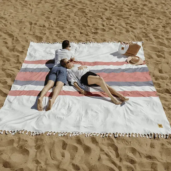Big Blanket Big Beachy™ Blanket — Outdoor sand-resistant in White Stripes