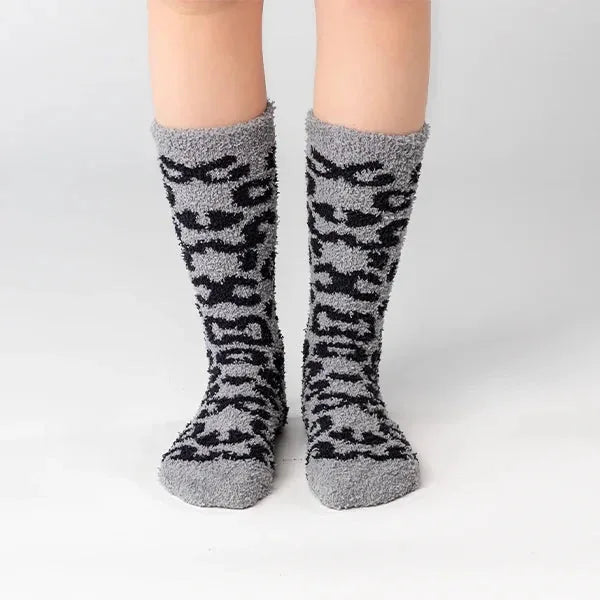Big Blanket Cozy Toes™ Socks — Knit in Black Leopard