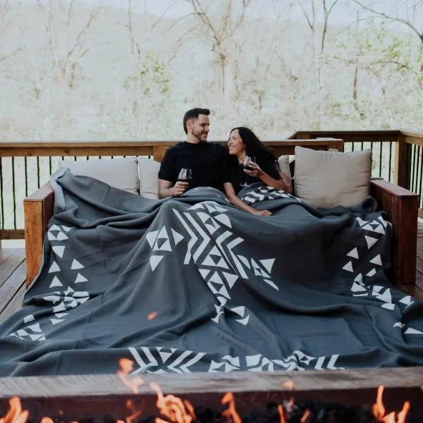 Big Blanket Premium Woven™ Blanket in Charcoal Geometric